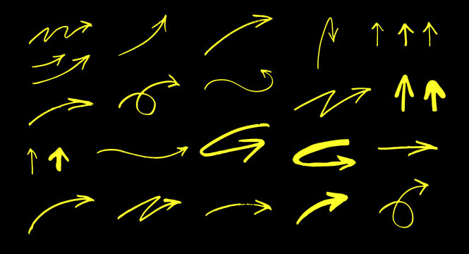 Vector Arrow Brush Stroke. Highlighter Underline Collection For Business Illustration