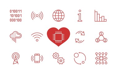 Set of Data Analysis Related Technology Vector Line Icons. Contains such Icons as Charts, Wi-fi, Graphs, Traffic Analysis, Big Data and more. Editable Stroke. 32x32 Pixel Perfect