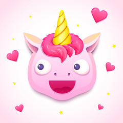 Emoji unicorn face, vector illustration