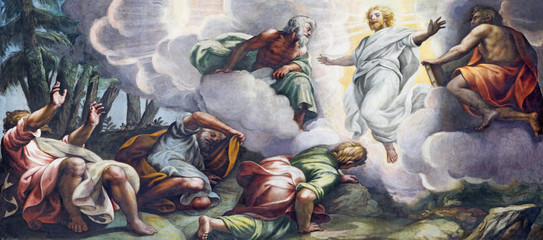PARMA, ITALY - APRIL 16, 2018: The fresco of Transfiguration on the mount Tabor in Duomo by Lattanzio Gambara (1567 - 1573). © Renáta Sedmáková