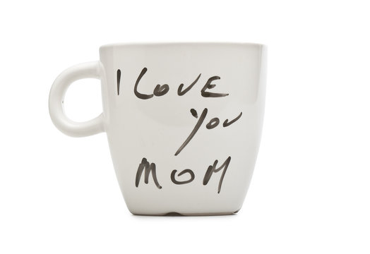 I Love You Mom Text On White Mug