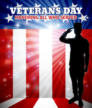 Veterans Day American Saluting Soldier
