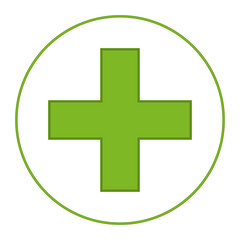 Obraz premium Bright green medical cross symbol