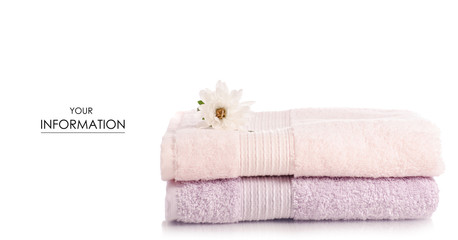 Fototapeta na wymiar A stack set of towels pink flower pattern