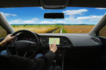 Man using GPS navigation