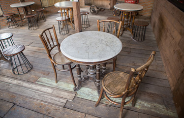 Wooden tables for relaxation
