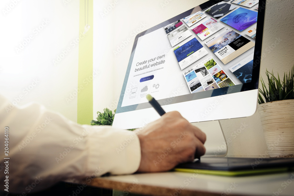 Poster web developer designing a website