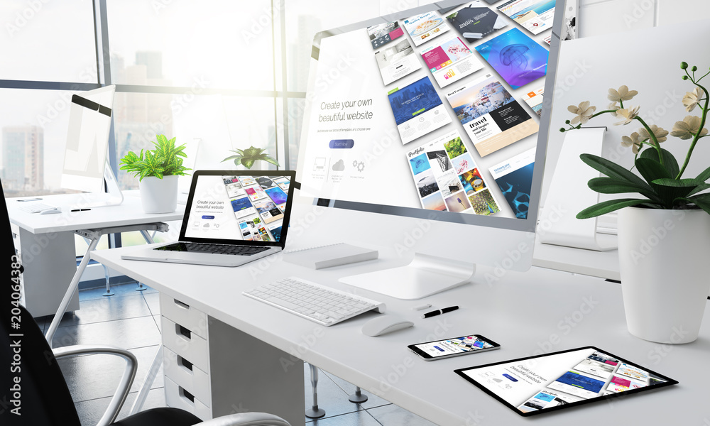 Wall mural office responsive devices website builder