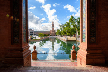 beautiful square of plaza de españa in Sevilla, Spain