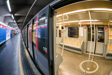 Empty train  - Subway in Milan, Italy