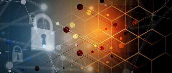 Technology security concept. Modern safety digital background