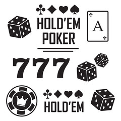 Lucky seven jackpot. Casino vector sign set. Poker club logo