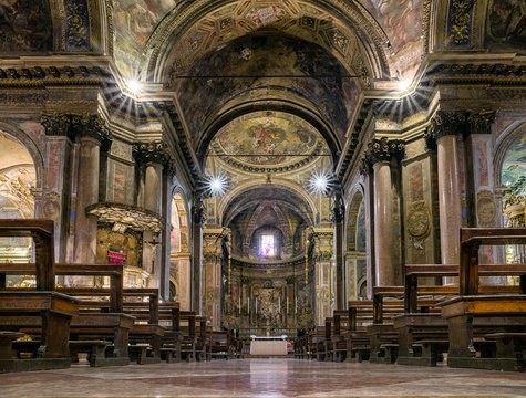 Interior of Sant'Alessandro in Zebedia in Milan