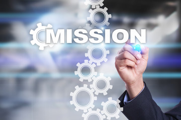 Mission concept on the virtual screen. Business concept.