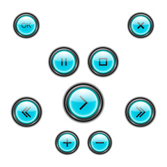 Set of media buttons. The shape a circle. Vector