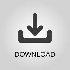 Download icon. Download symbol. Flat design. Stock - Vector illustration