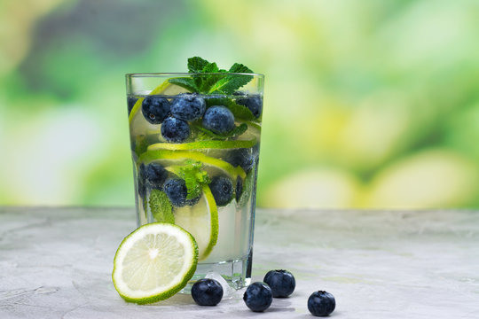 Fresh Blueberry Summer Mojito Cocktail