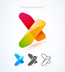 Fototapeta premium X letter logo template. Material design, origami, flat and line art style. Vector abstract Application icon