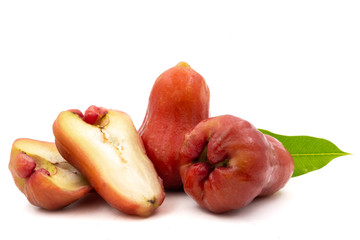 Rose apples on a white background