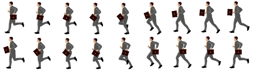 Business man running animation sprite sheet, loop animation