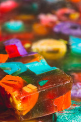 Fototapeta na wymiar Close up of a multicolored handmade soap 