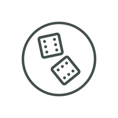 Black and white dice icon in the round frame