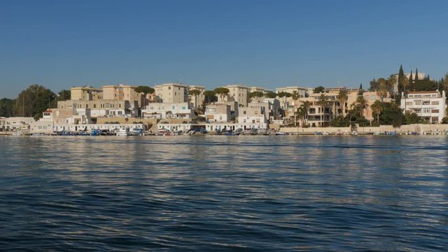Houses facing the port of Brindisi, Italy.