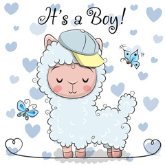 Baby Shower Greeting Card with cute Alpaca boy © reginast777