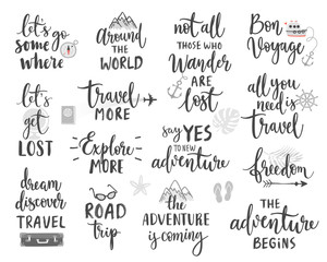 Fototapeta premium Travel Lettering Design Set