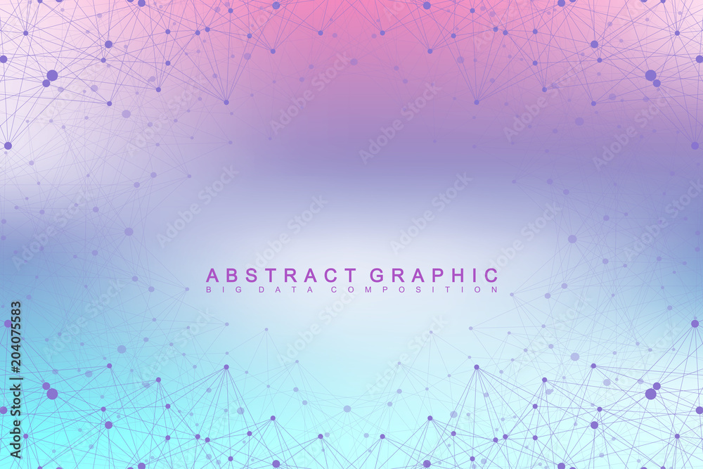 Poster Big data visualization. Graphic abstract background communication. Perspective backdrop visualization. Analytical network visualization. Vector illustration.