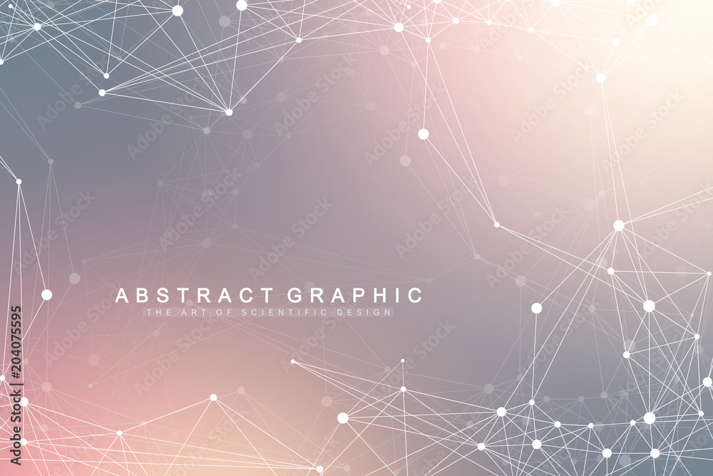 Poster Big data visualization. Graphic abstract background communication. Perspective backdrop visualization. Analytical network visualization. Vector illustration.