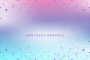 Big data visualization. Graphic abstract background communication. Perspective backdrop visualization. Analytical network visualization. Vector illustration.