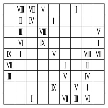 Sudoku game, Roman numerals Stock Vector | Adobe Stock