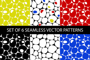Abstract colorful seamless vector pebble pattern set - 204077350