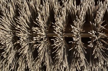 Close up of industrial broom wheel used for road construction and repair