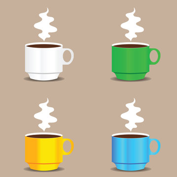 coffee cup in four color vector illustration