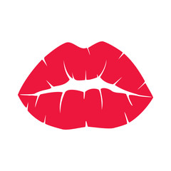 Imprint of kiss. Beauty logo. Abstract concept, icon. Vector illustration on white background.