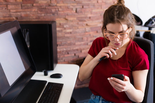 Woman working at the computer
