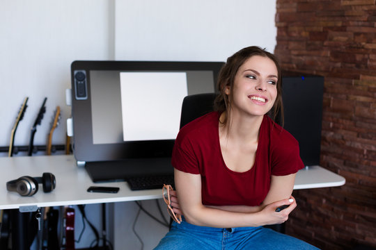 Woman working at the computer