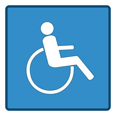 Disabled sign in blue square