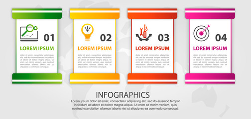 Timeline modern vector illustration 3d. Template for infographic rectangles with labels four elements. Designed for business, presentations, web design, diagrams with 4 steps for workflow layout