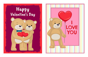 I Love You and Me Teddy Bears Vector