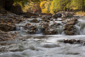 Waterfall Kosyvskiy Huk in the Carpathian mountains, Ukraine