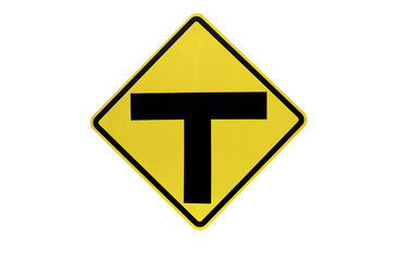 yellow Traffic Signs” Three separate “ isolated at on white background of file with Clipping Path .
