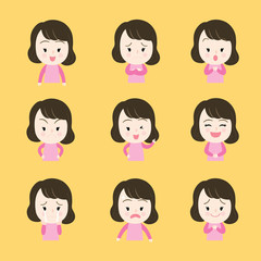 Actions cute  face woman vector.