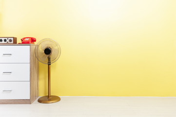 Vintage objects on yellow wall
