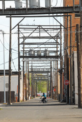 Symmetrical pattern of phone poles