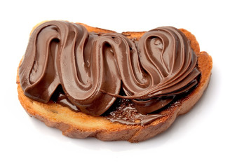 Bread with chocolate spread.