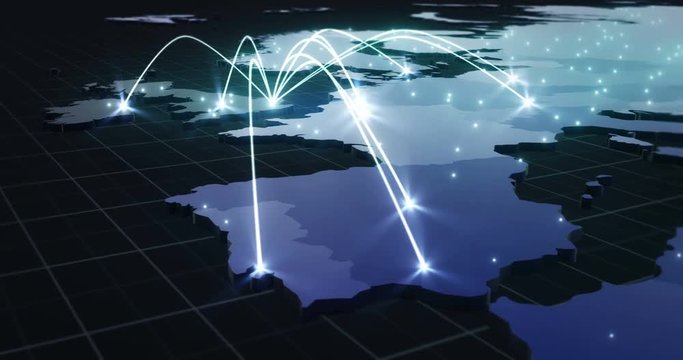 Global Network Connections Through Europe From London (No Text)