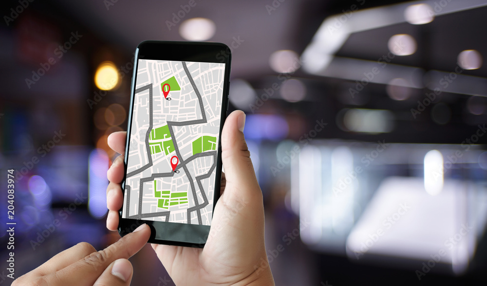 Poster gps map to route destination network connection location street map with gps icons navigation